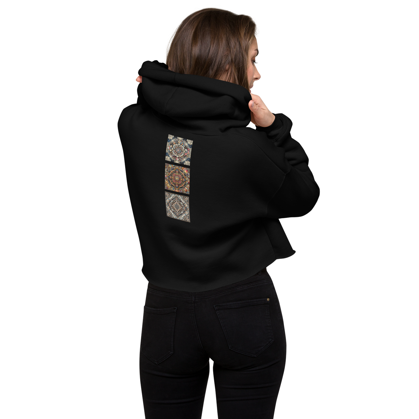 "Prismatic Geometry" Women's Crop Hoodie - Designed by AI