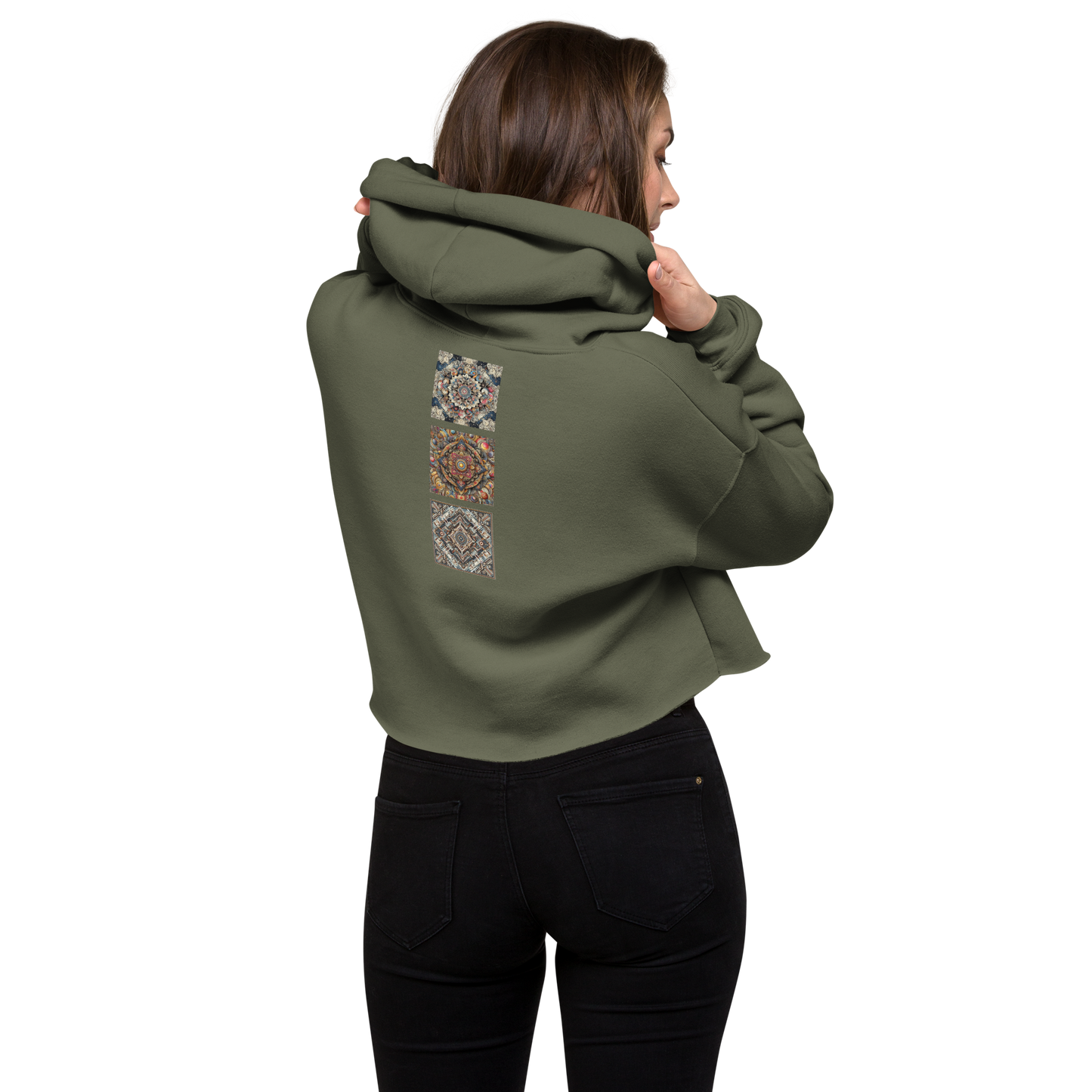 "Prismatic Geometry" Women's Crop Hoodie - Designed by AI