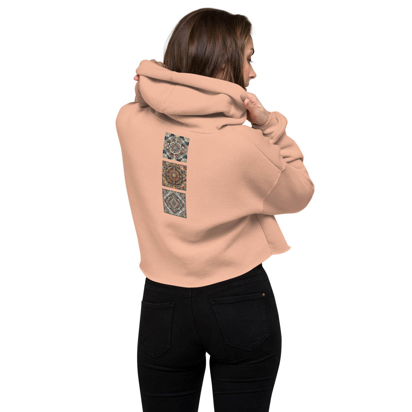 "Prismatic Geometry" Women's Crop Hoodie - Designed by AI