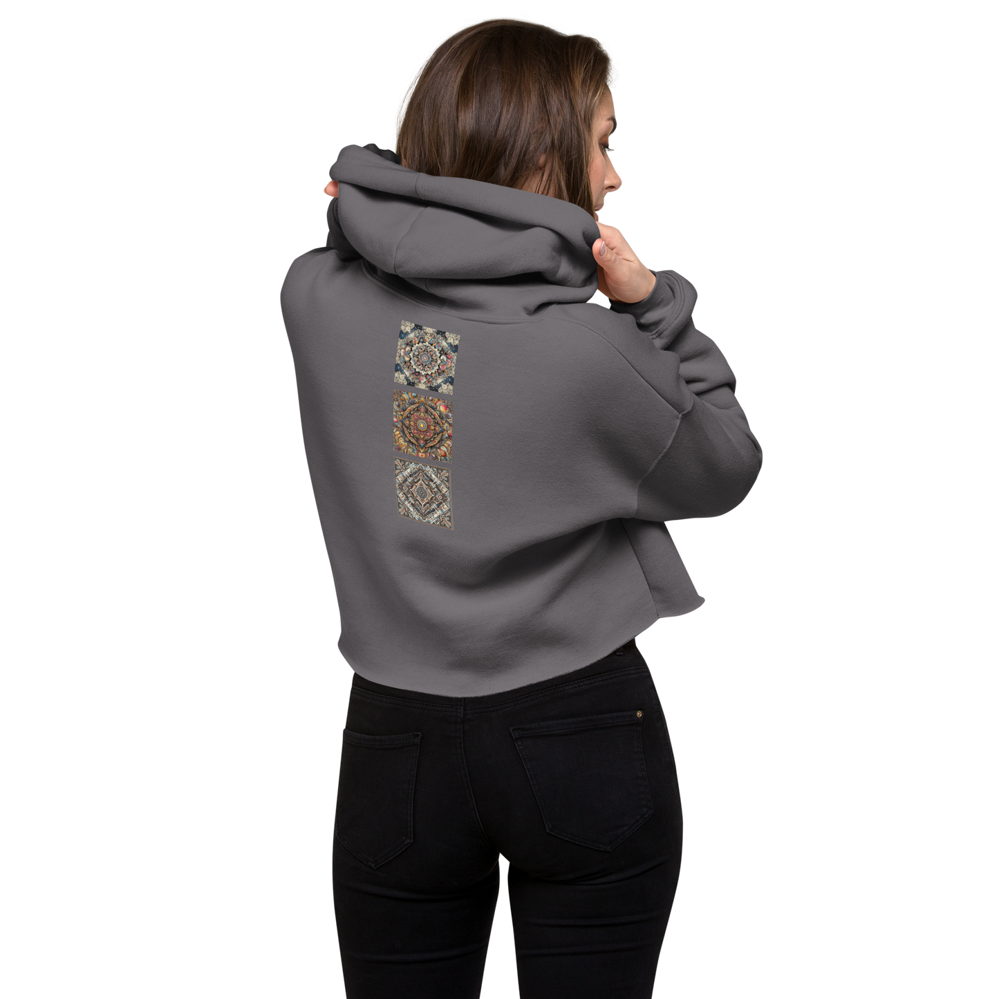 "Prismatic Geometry" Women's Crop Hoodie - Designed by AI