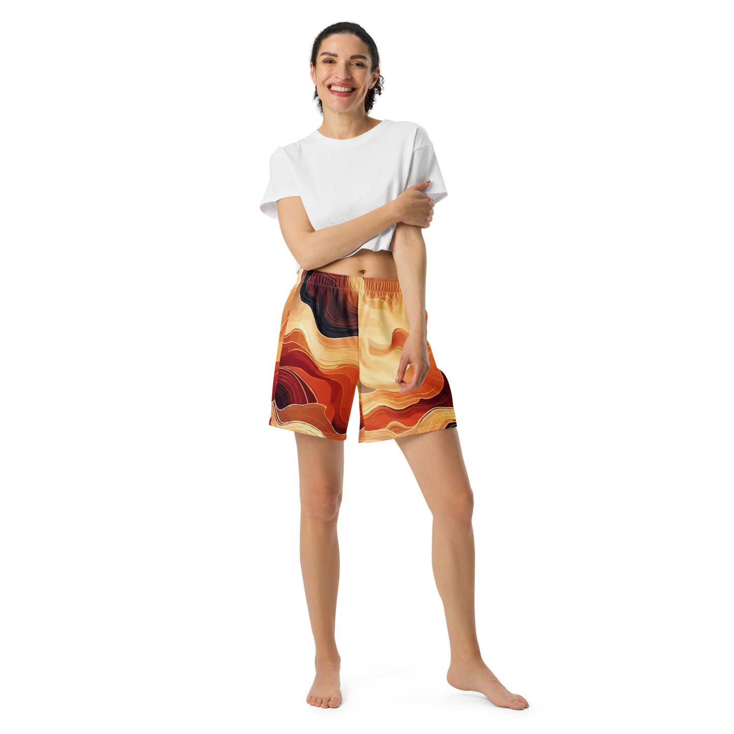 "Sunset Waves" Athletic Long Shorts - Designed by AI