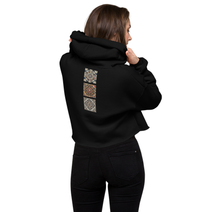 "Prismatic Geometry" Women's Crop Hoodie - Designed by AI