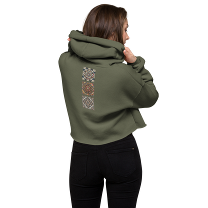 "Prismatic Geometry" Women's Crop Hoodie - Designed by AI